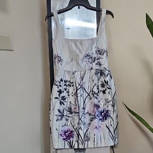 Floral White and Purple Dress